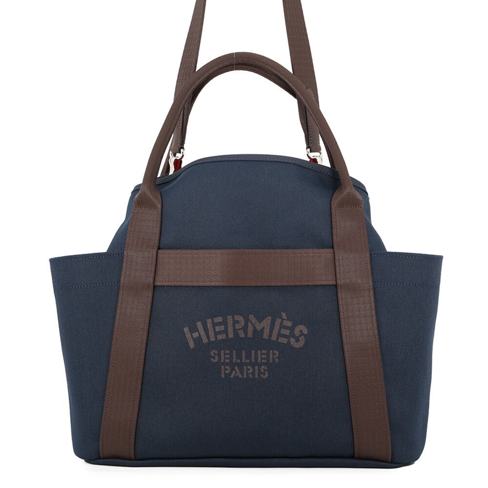 Hermes Sac De Pansage Groom Navy Feu Toile Chevron Canvas K Stamp Hermes Handbag